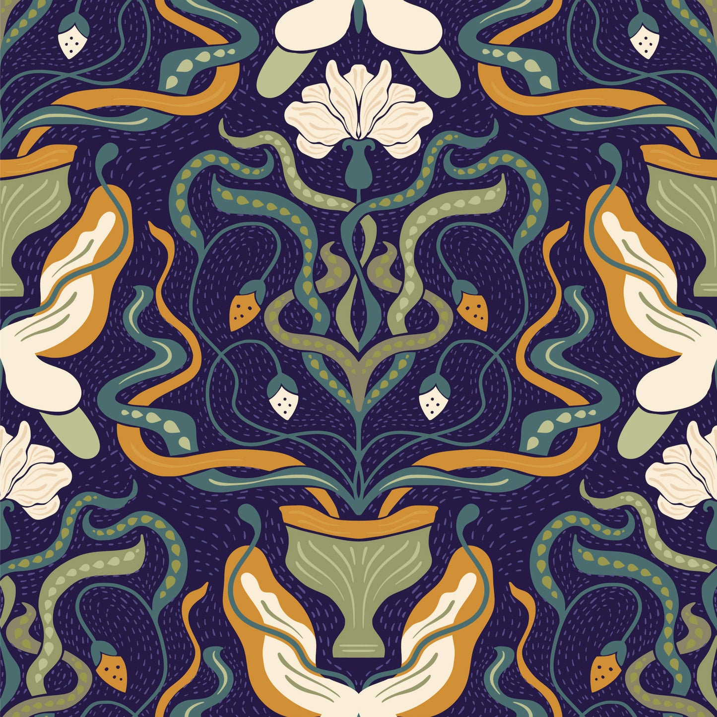 Midnight Botanical Heritage Tile Sticker
