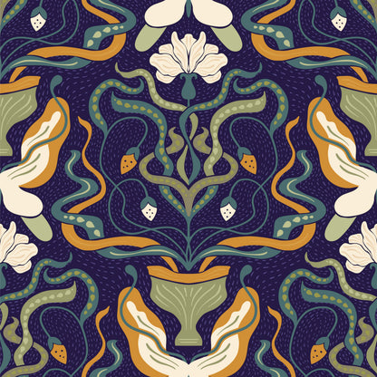 Midnight Botanical Heritage Tile Sticker