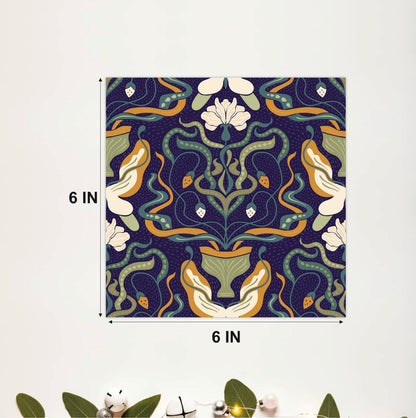 Midnight Botanical Heritage Tile Sticker