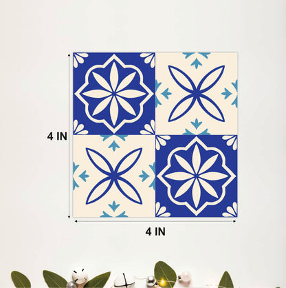 Mediterranean Blue Floral Tile Sticker