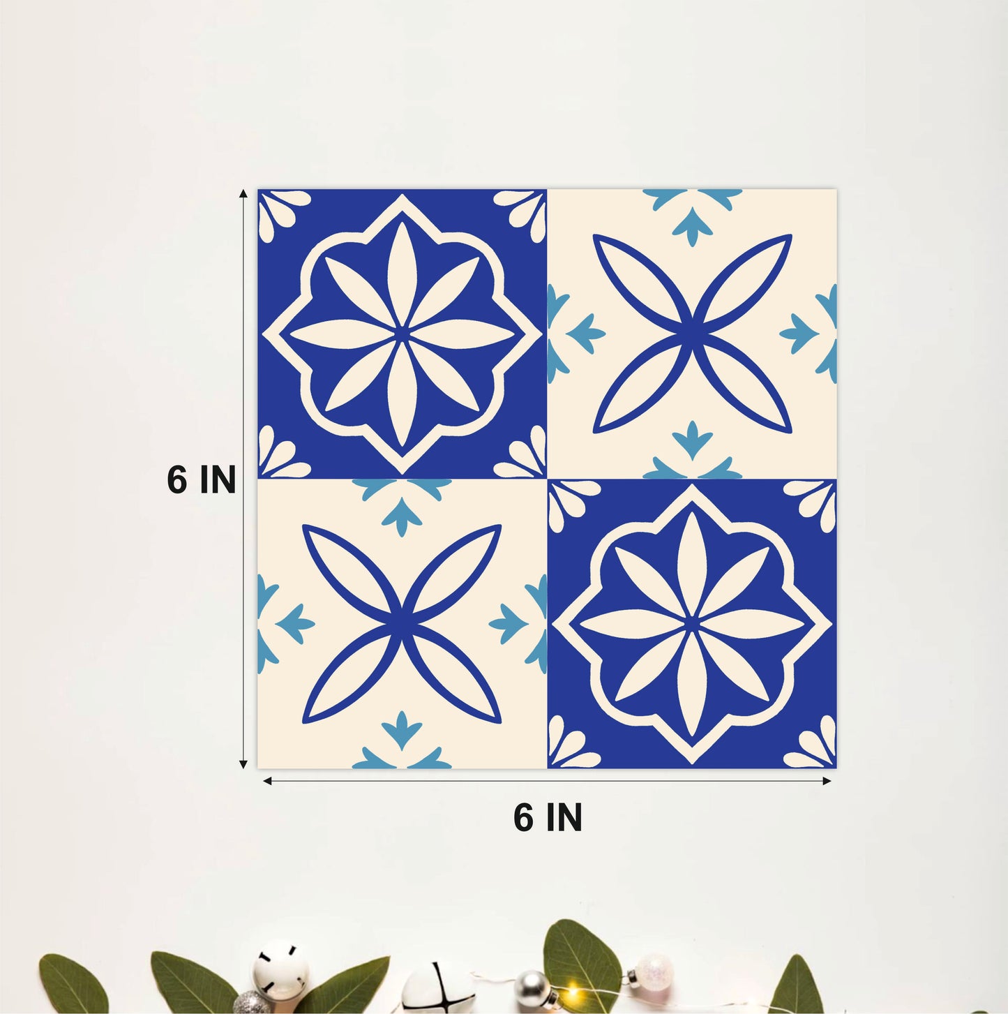 Mediterranean Blue Floral Tile Sticker