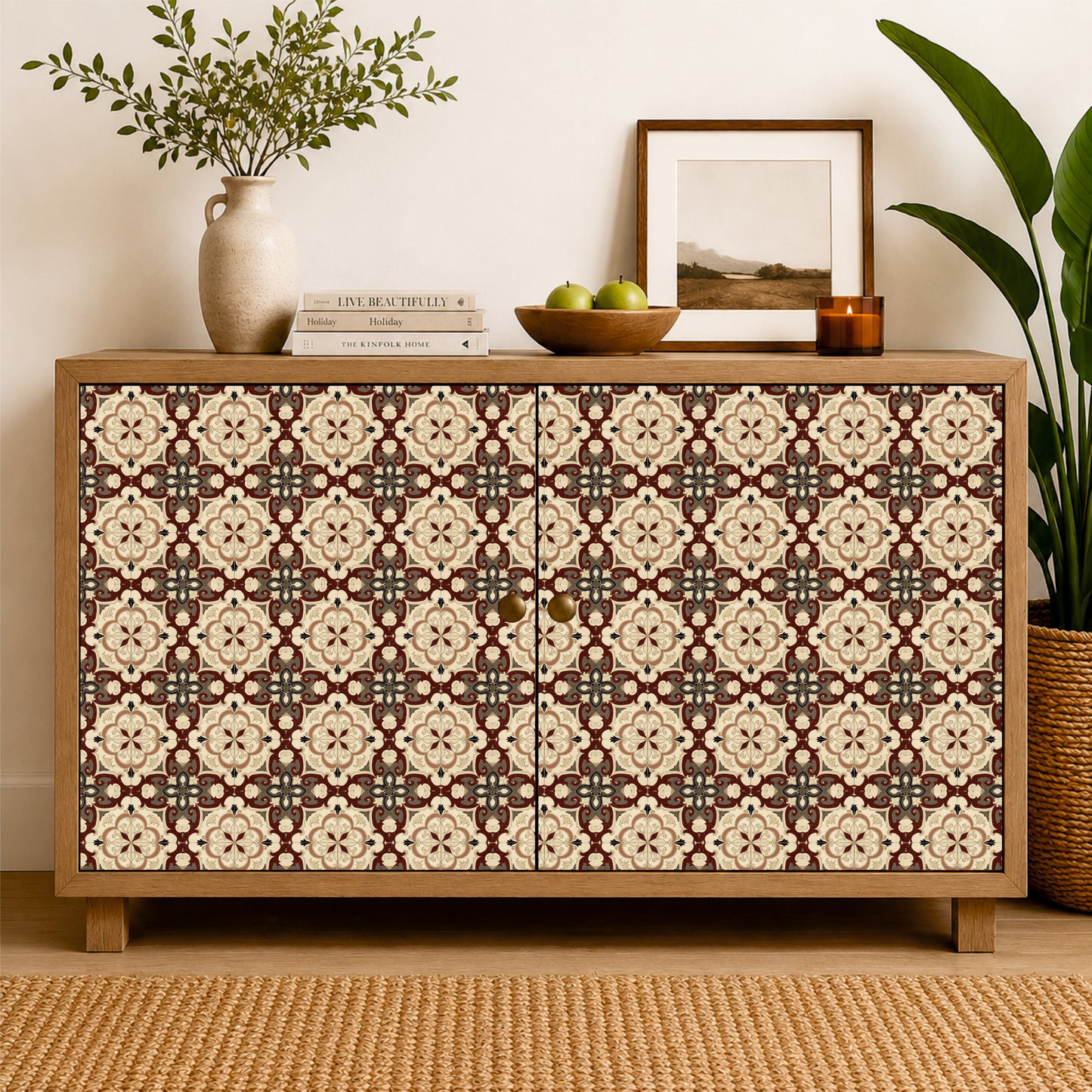 Vintage Mediterranean Floral Tile Sticker