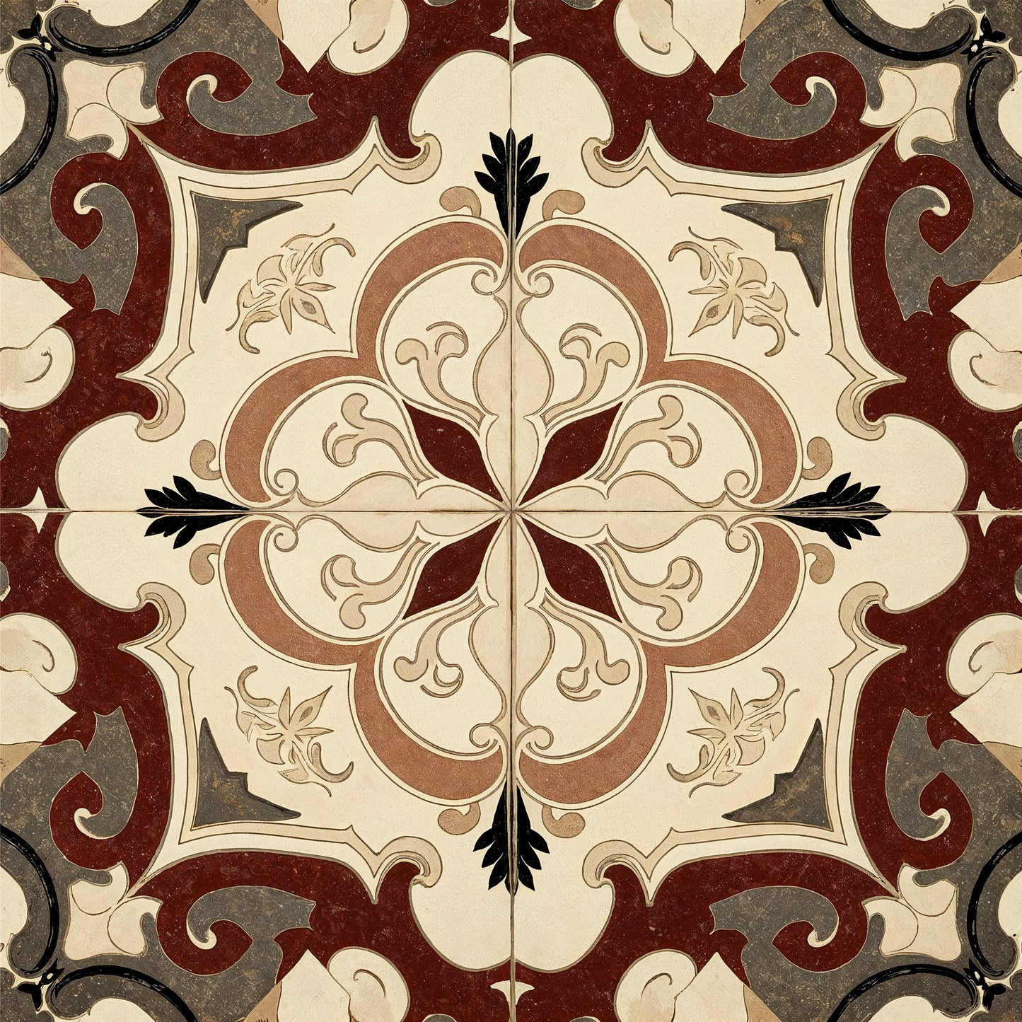 Vintage Mediterranean Floral Tile Sticker