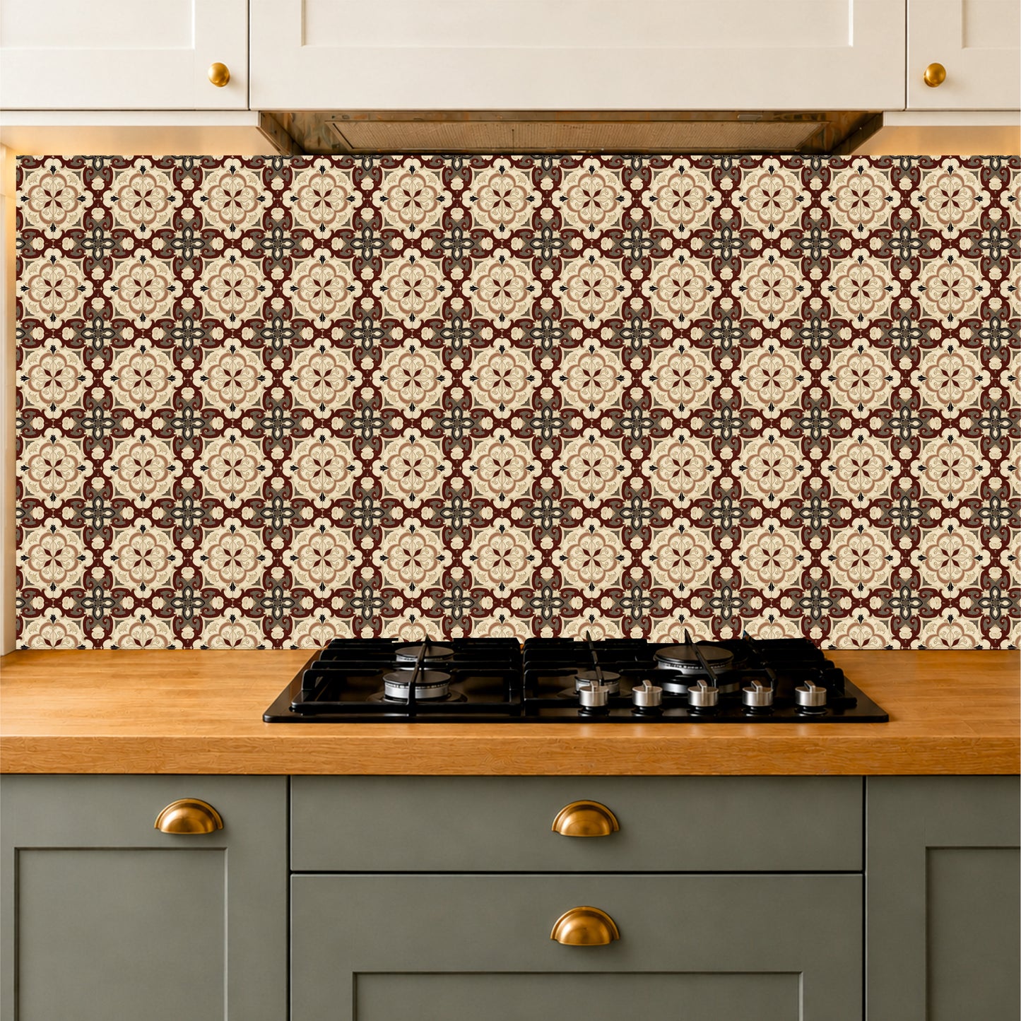 Vintage Mediterranean Floral Tile Sticker