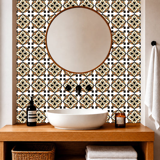 Old World Floral Tile Sticker