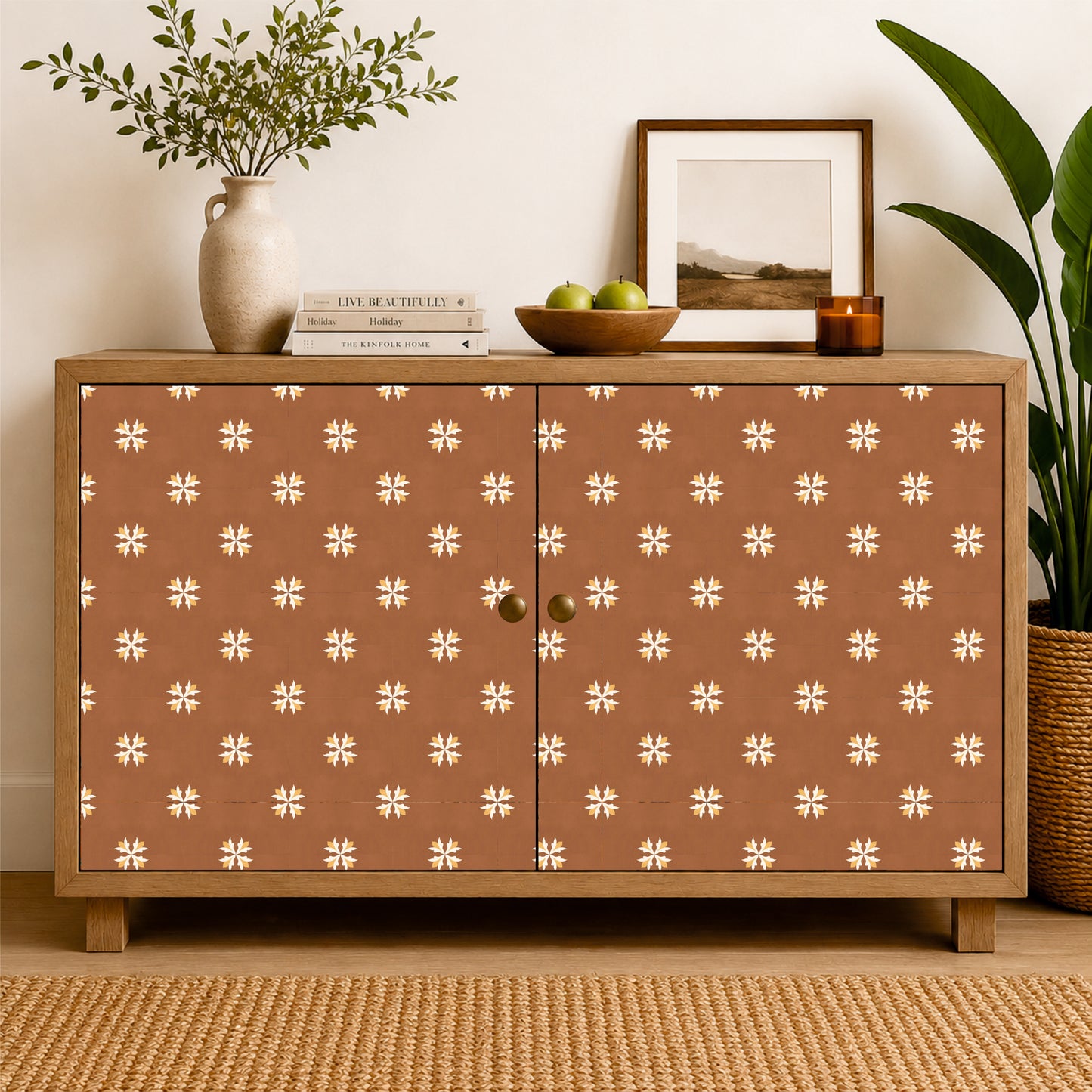 Terracotta Floral Tile Sticker