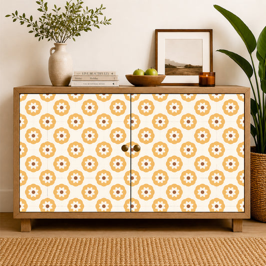 Mustard Floral Mosaic Tile Sticker