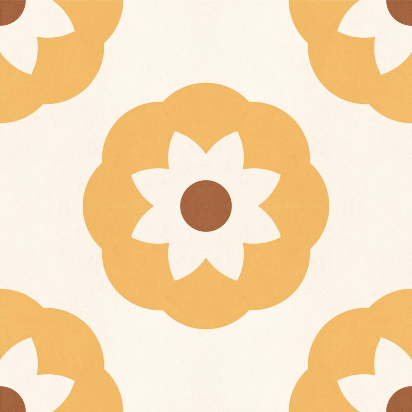 Mustard Floral Mosaic Tile Sticker