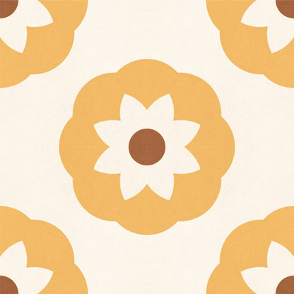 Mustard Floral Mosaic Tile Sticker
