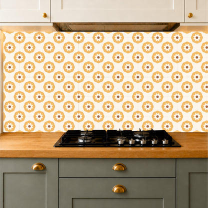 Mustard Floral Mosaic Tile Sticker