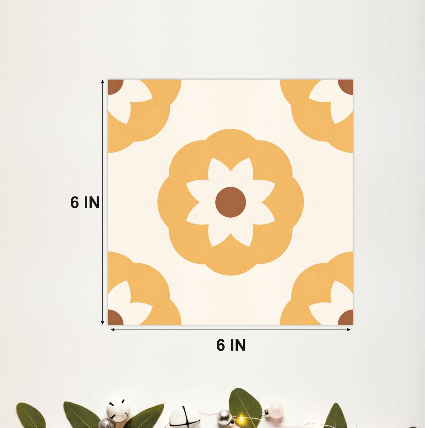 Mustard Floral Mosaic Tile Sticker