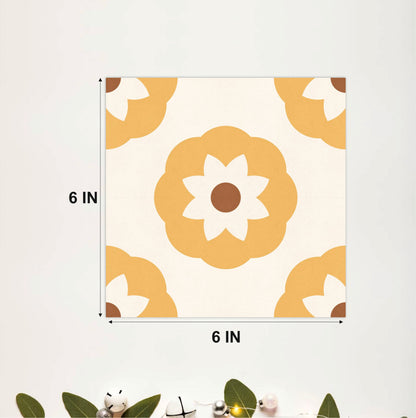 Mustard Floral Mosaic Tile Sticker