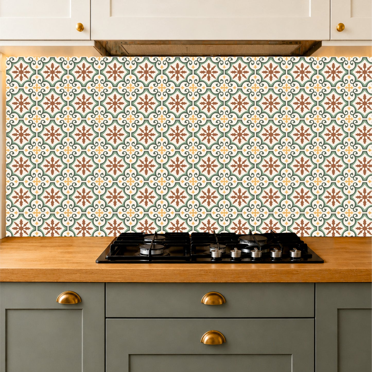 Sage Scroll Mosaic Tile Sticker