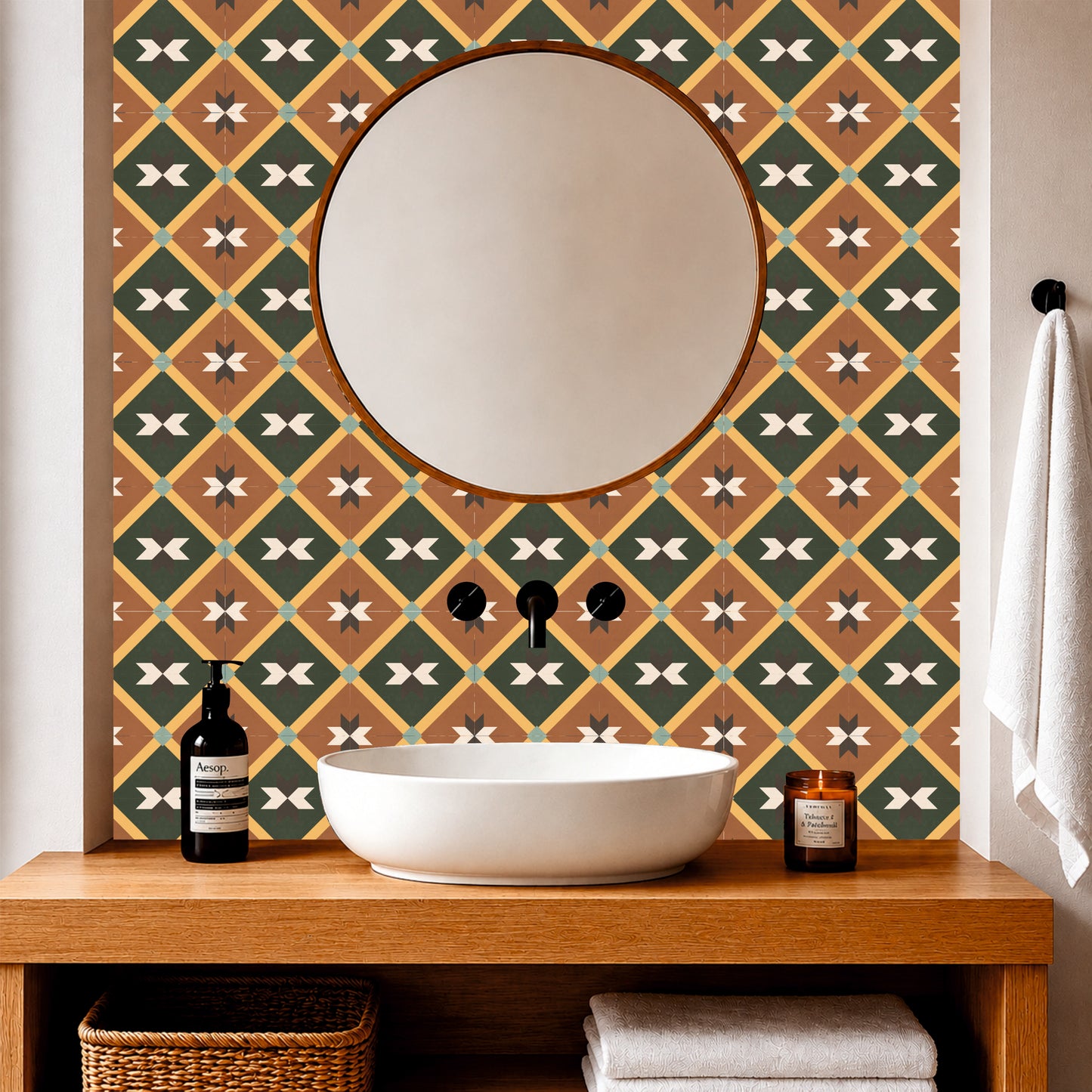 Earth Tone Geometric Tile Sticker