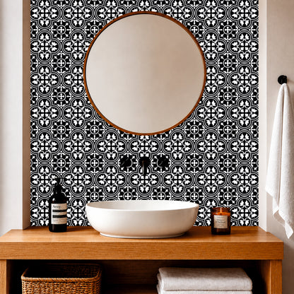 Black & White Ornamental Tile Sticker