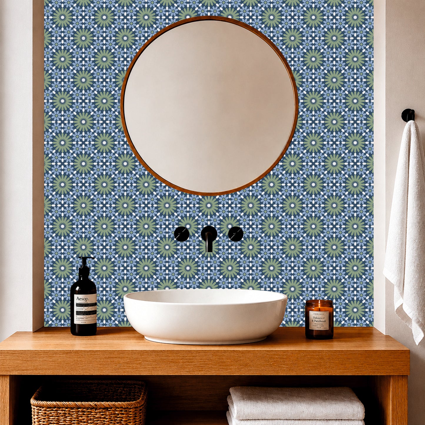 Azure Meadow Floral Tile Sticker