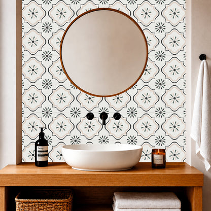 Vintage Ivory Floral Tile Sticker