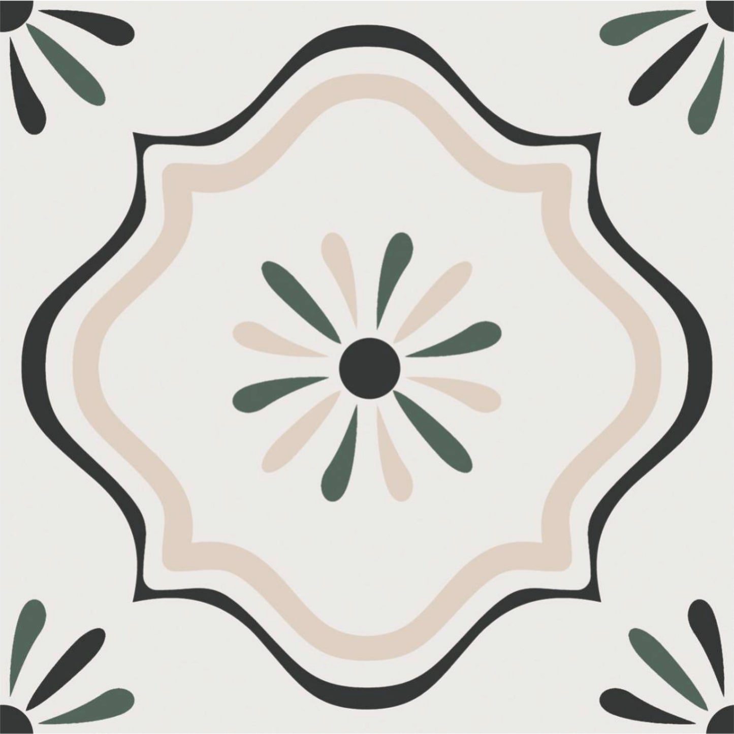 Vintage Ivory Floral Tile Sticker