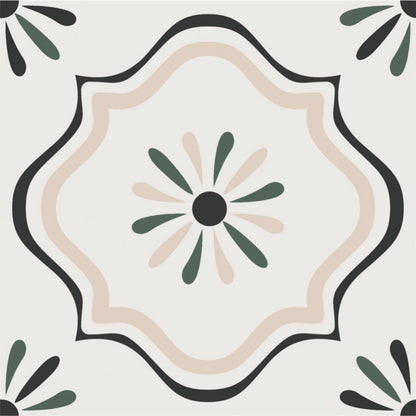 Vintage Ivory Floral Tile Sticker
