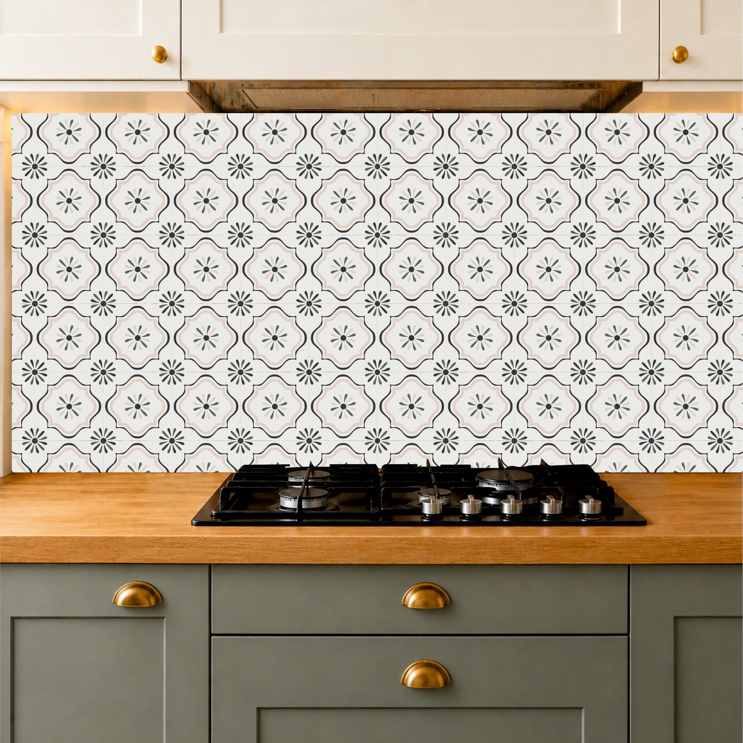 Vintage Ivory Floral Tile Sticker