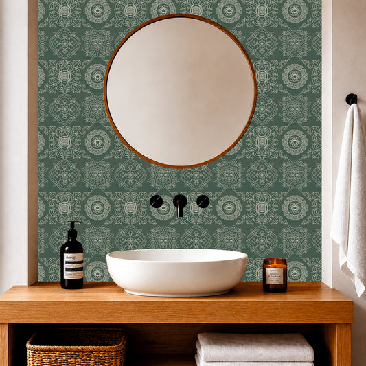 Vintage Sage Arabesque Tile Sticker