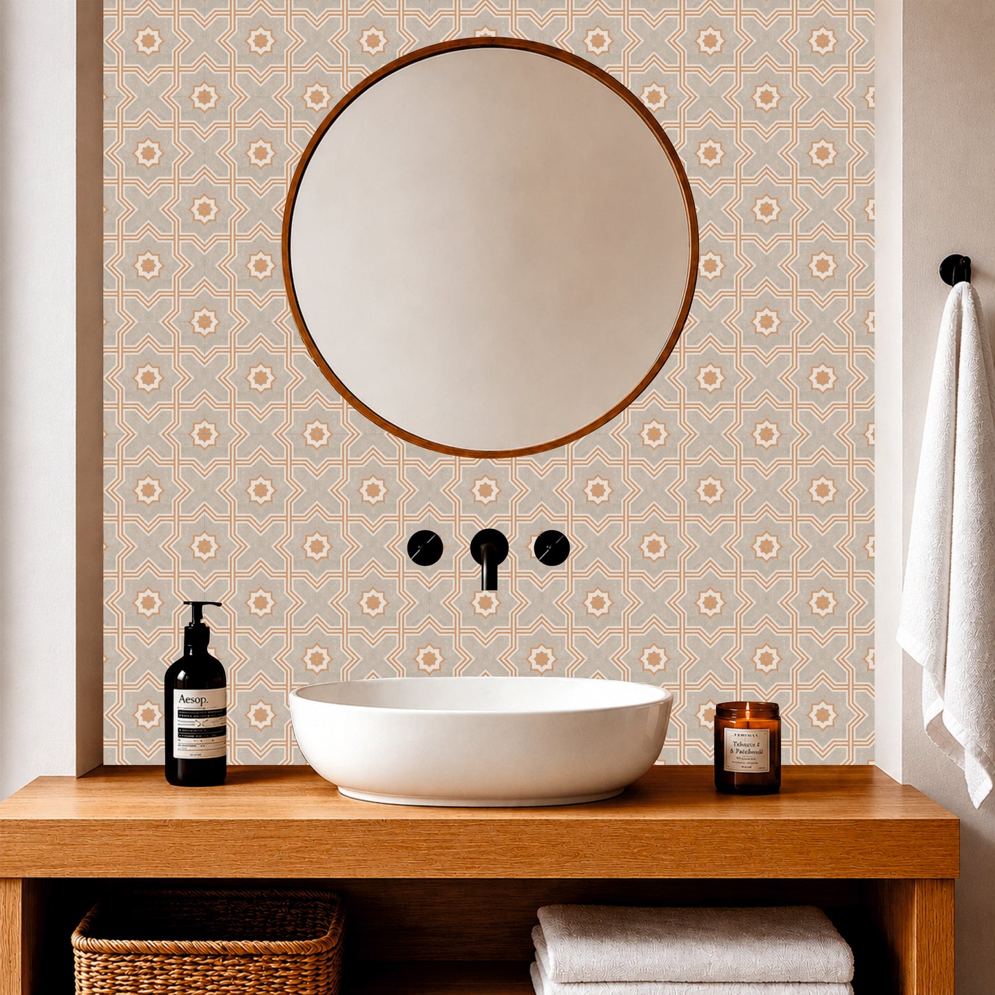 Terracotta Star Lattice Tile Sticker