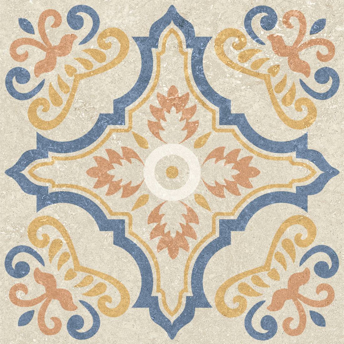 Vintage Azure Floral Tile Sticker