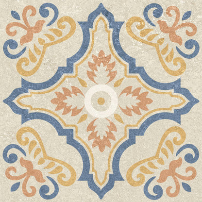 Vintage Azure Floral Tile Sticker