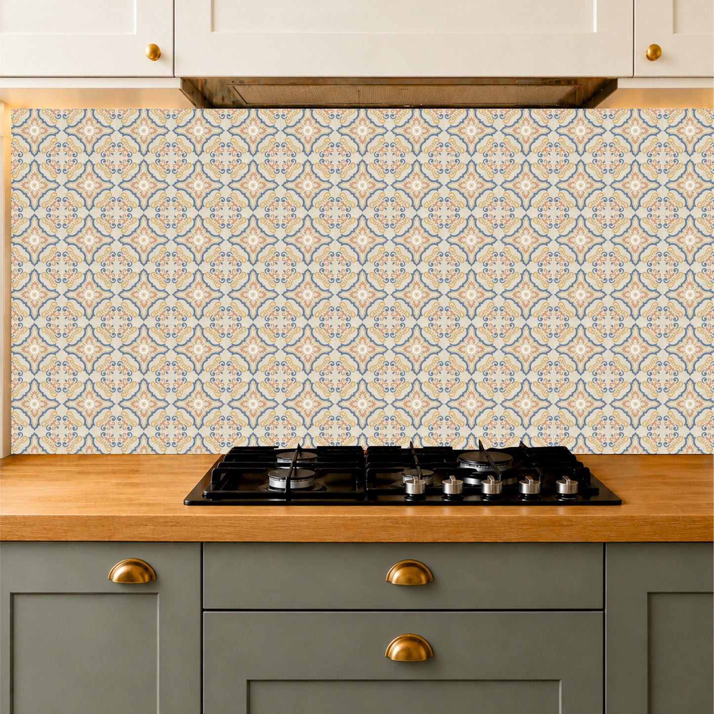 Vintage Azure Floral Tile Sticker