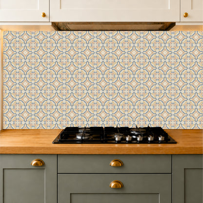 Vintage Azure Floral Tile Sticker