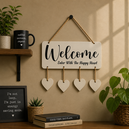Heart Charm Welcome Hanging Wall Decor