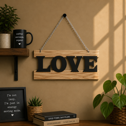 LOVE Typography Wooden Wall Hanging