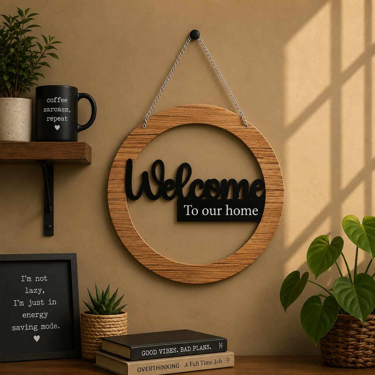 Welcome to Our Home Wooden Wall Hanging