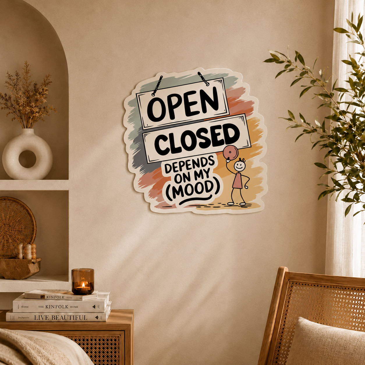 Open Closed Depends On My Mood Wall Art