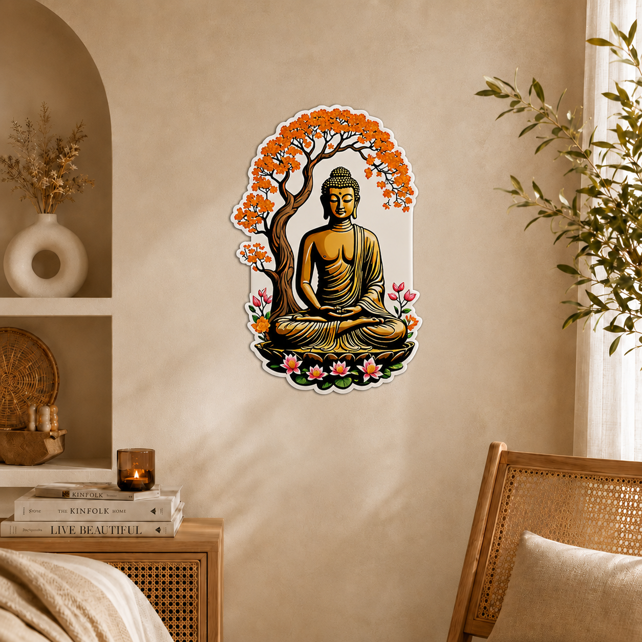 Meditating Buddha Wooden Wall Hanging