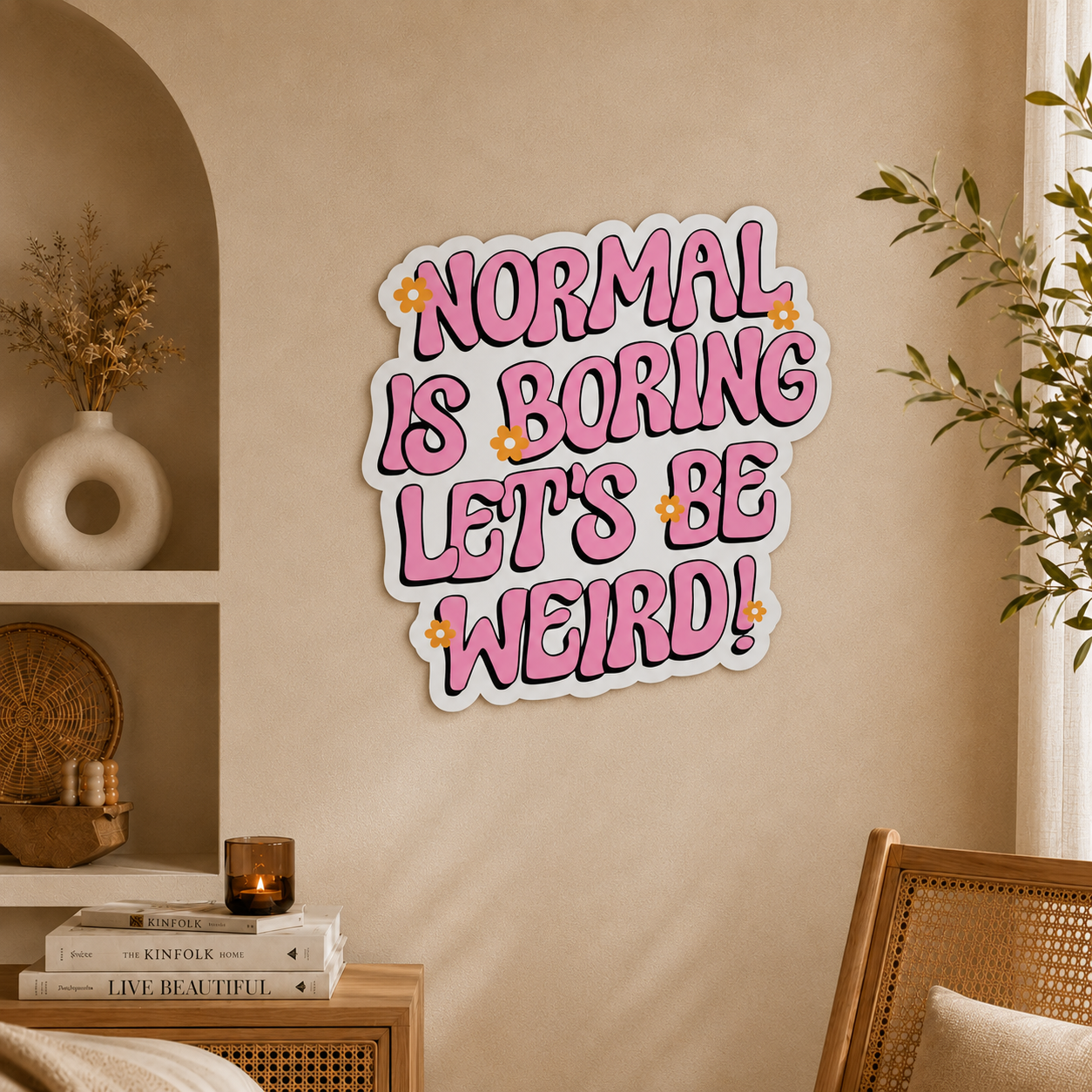 Normal Is Boring Let's Be Weird Typography Wooden Wall Art