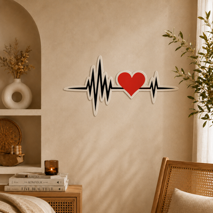 Heartbeat Love Wooden Wall Hanging