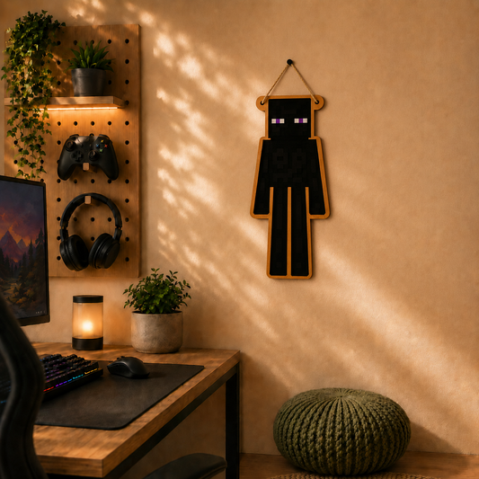 Retro Pixel Enderman Gaming Wall Hanging