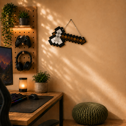 Retro Pixel Iron Axe Gaming Wall Hanging