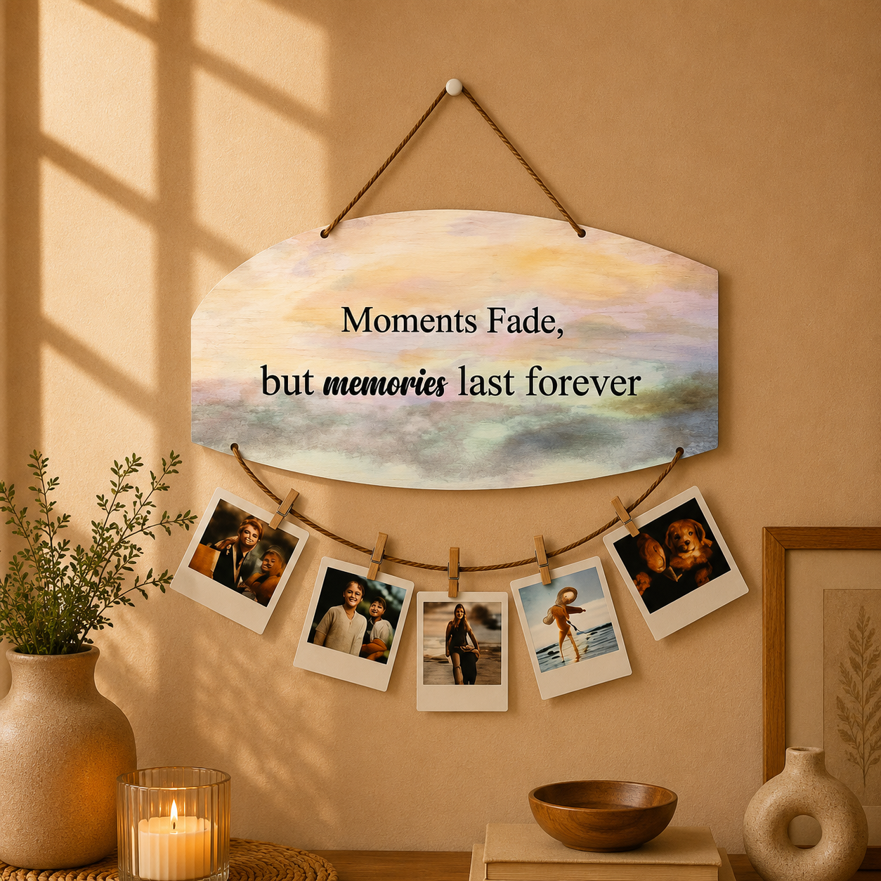 Moments Fade Memories Last Forever Watercolor Photo Hanging