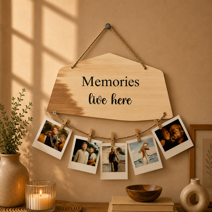 Memories Live Here Rustic Woodwash Photo Hanging