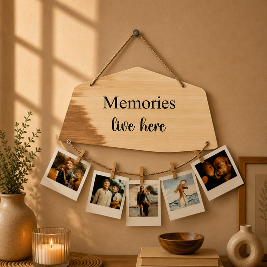 Memories Live Here Rustic Woodwash Photo Hanging