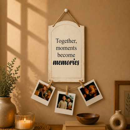 Together Moments Become Memories Vintage Arch Photo Hanging