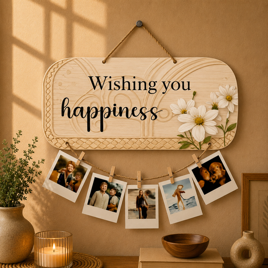 Wishing You Happiness Floral Photo Hanging