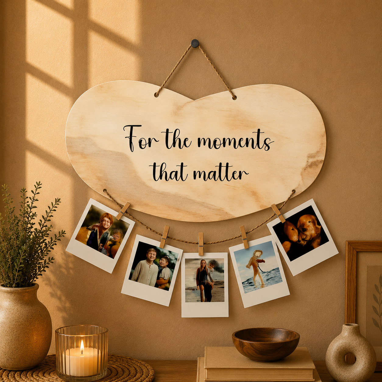 For The Moments That Matter Beige Marble Photo Hanging