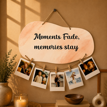 Moments Fade Memories Stay Peach Watercolor Photo Hanging