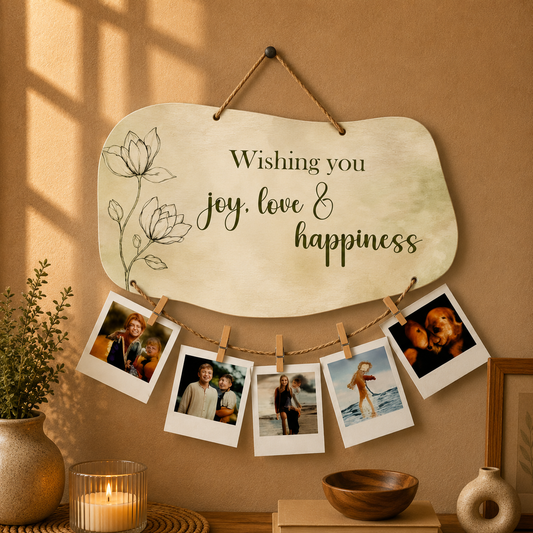 Wishing You Joy Love & Happiness Botanical Photo Hanging