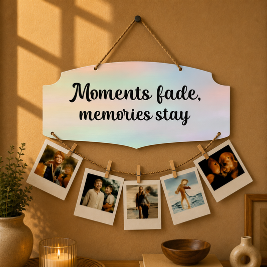 Moments Fade Memories Stay Iridescent Pastel Photo Hanging