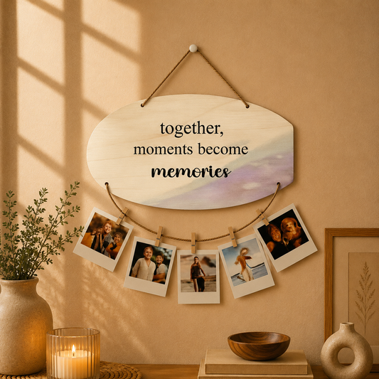 Together Moments Become Memories Pastel Watercolor Photo Hanging