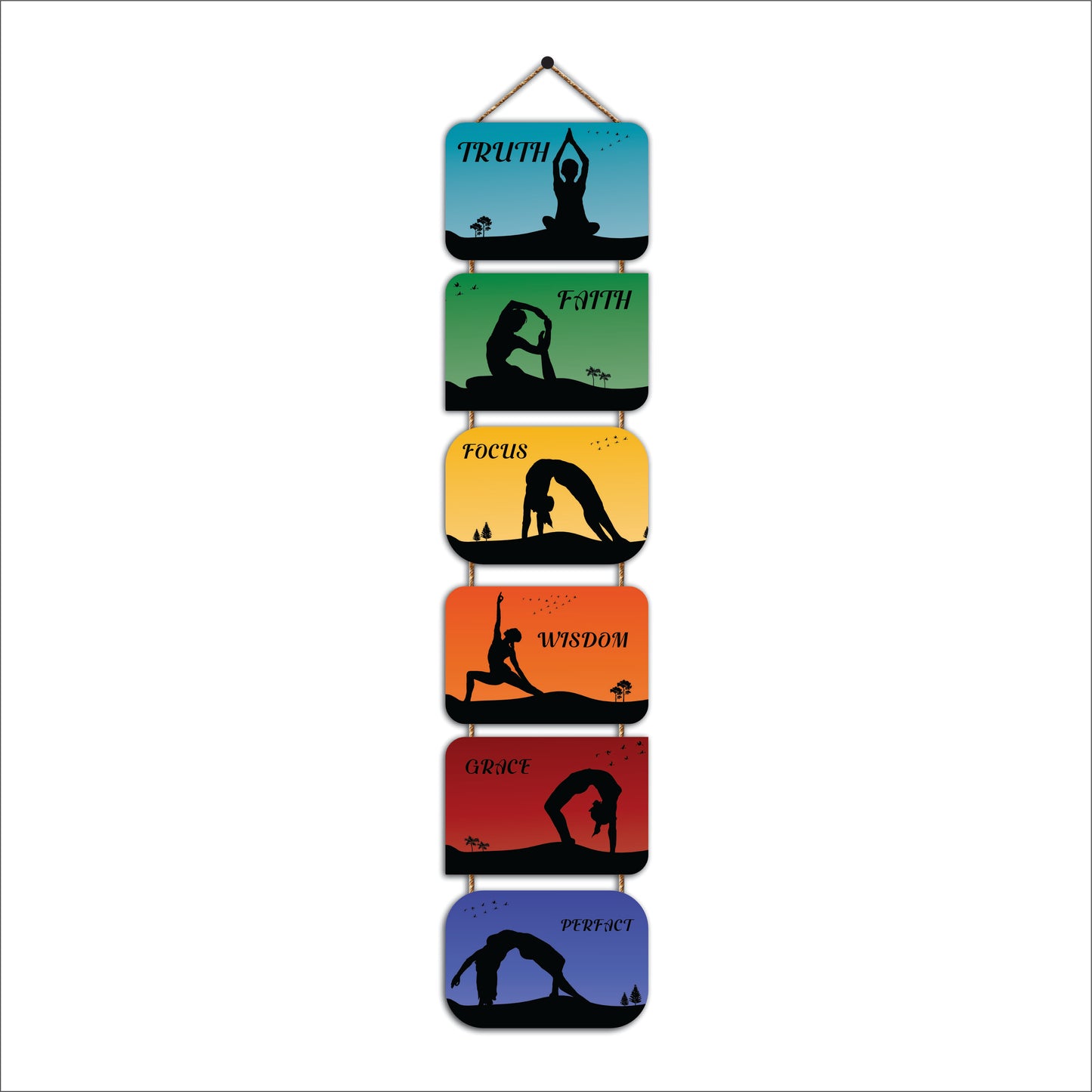 Yoga Poses Inspirational Wall Hanging